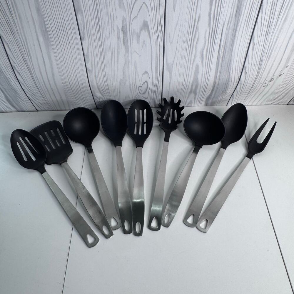 Vintage Oneida Utensil Lot 18/8 Stainless Nylon Spatula  Spoon Ladle Black